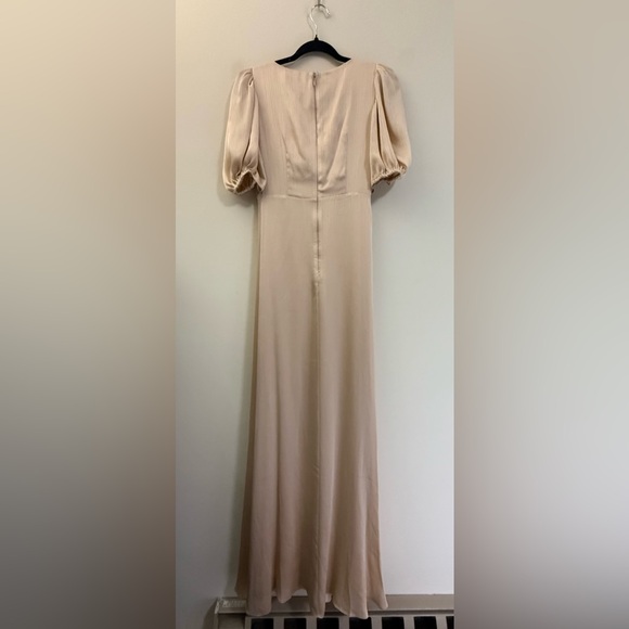 NWT Sachin + Babi Alli Evening Gown with Puff Sleeve in Champagne - 0 - Picture 4 of 11